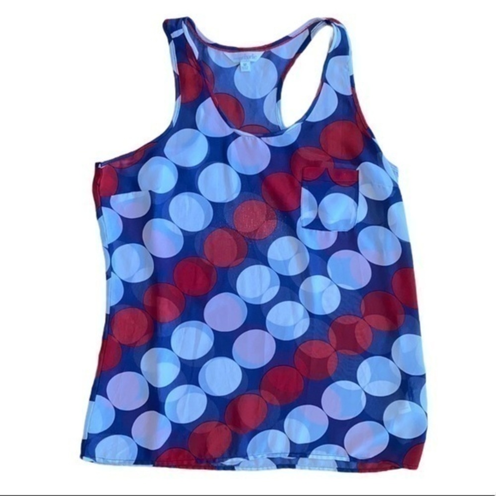 Charming Charlie sheer tank top, red white blue